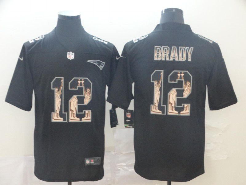 Men New England Patriots #12 Brady Black Goddess fashion Edition Nike NFL Jerseys